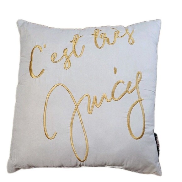 Source Unknown Other - Y2K Juicy Couture Pillow Reversible Coquette Glam Black White Stripe Decor